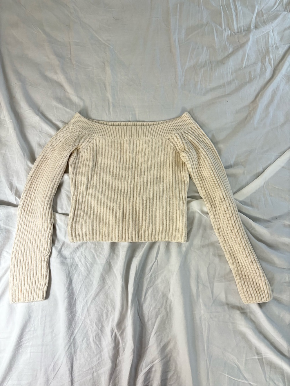 H&M Cream Off-the-Shoulder Ribbed Sweater